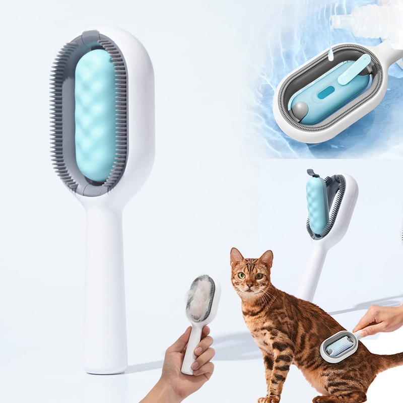 LogFaadCoi Grooming Brush, Pet Hair Brush with Water Tank Design for Cats & Dogs, Long Haired & Short Haired, Rabbits, Self Cleaning Brush, 1 Count, Blue 1pcs