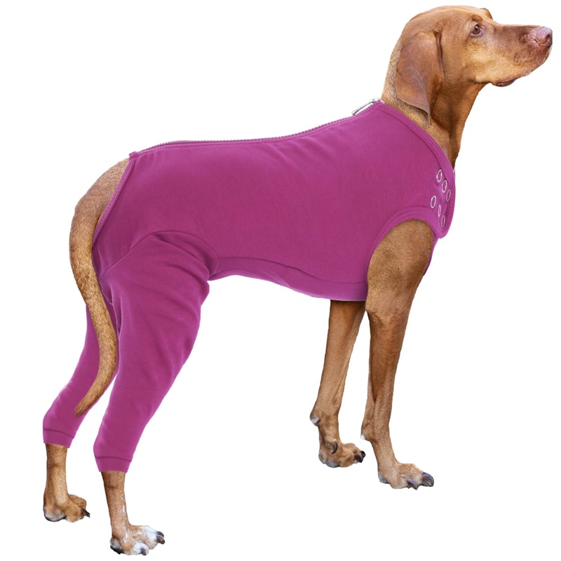 Nanaki Dog Wound Care Shirt,Dog Leg Sleeve To Stop Licking Rear Leg And Abdomen,Dog Surgery Suit Female Spay,Dog Onesie For Surgery Female Male,Dog Surgical Recovery Suit Female Dog Wound Heal Clothes 2XL(Back:23.2″, Weight:40-85Ib) Purple