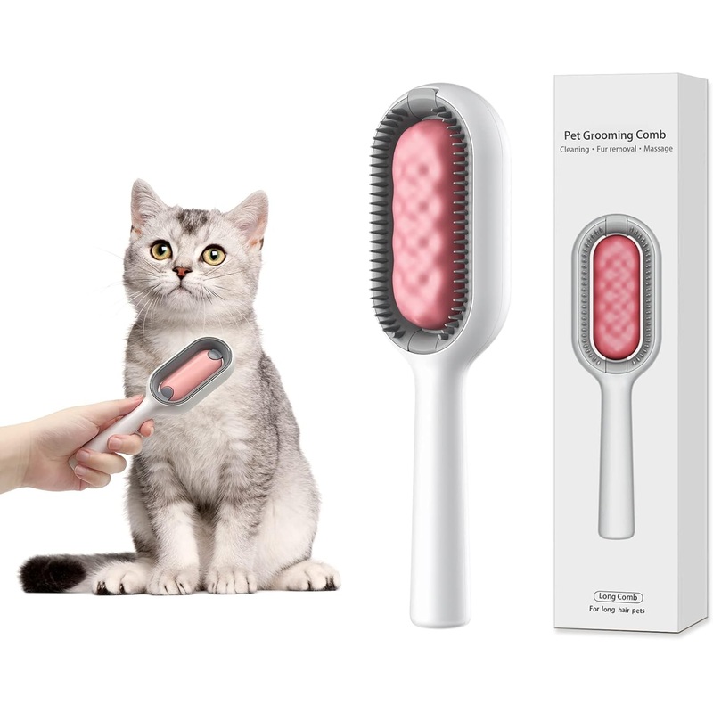 Pet Grooming Brush, Self Cleaning Cat Dog Slicker Brushes, Gently Removes Loose Undercoat, Mats Tangled Hair Slicker Brush for Pet, Pink