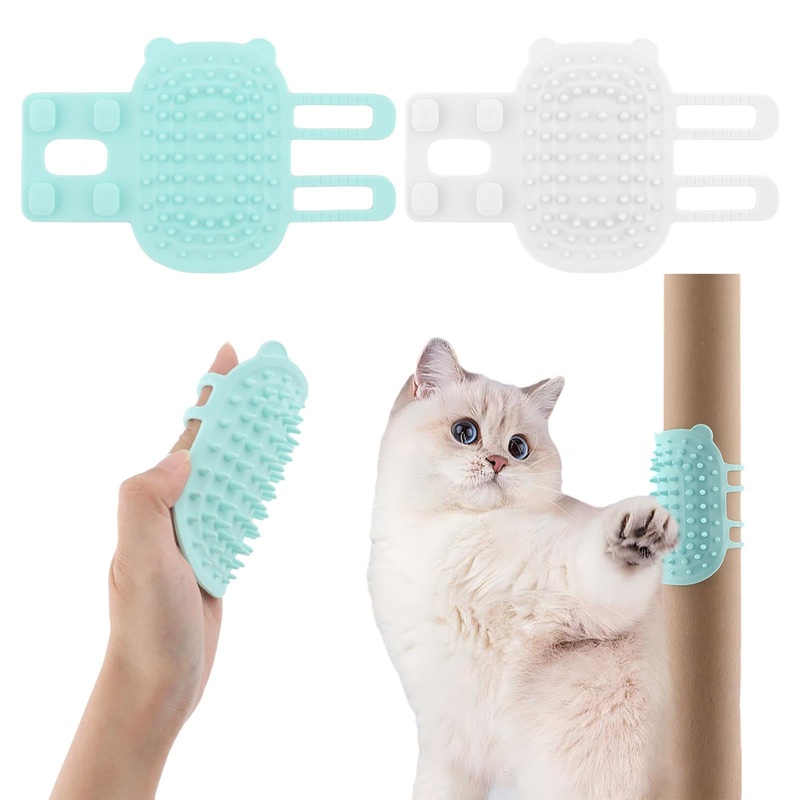 Pet Tickling Artifact, 2pcs Soft Face Scratchers Brush for Cats – Wall Corner Massage Comb for Long & Short Fur Kitten/Puppy (White, Green, size:6.5×4.13inch)
