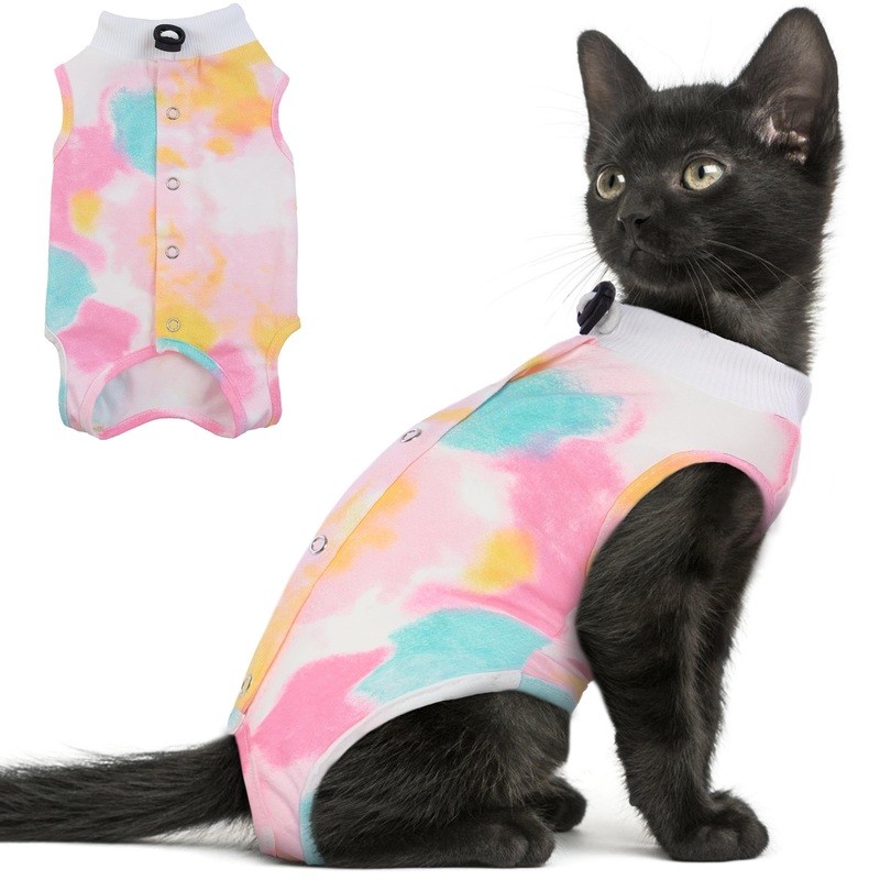 PUMYPOREITY Cat Recovery Suit, Cat Surgery Recovery Suit Female, Cat Spay Recovery Suit, Alternative to Cone of Shame, Cat Surgical Recovery Suit for Skin Diseases and Abdominal Wound, Pink, S Small