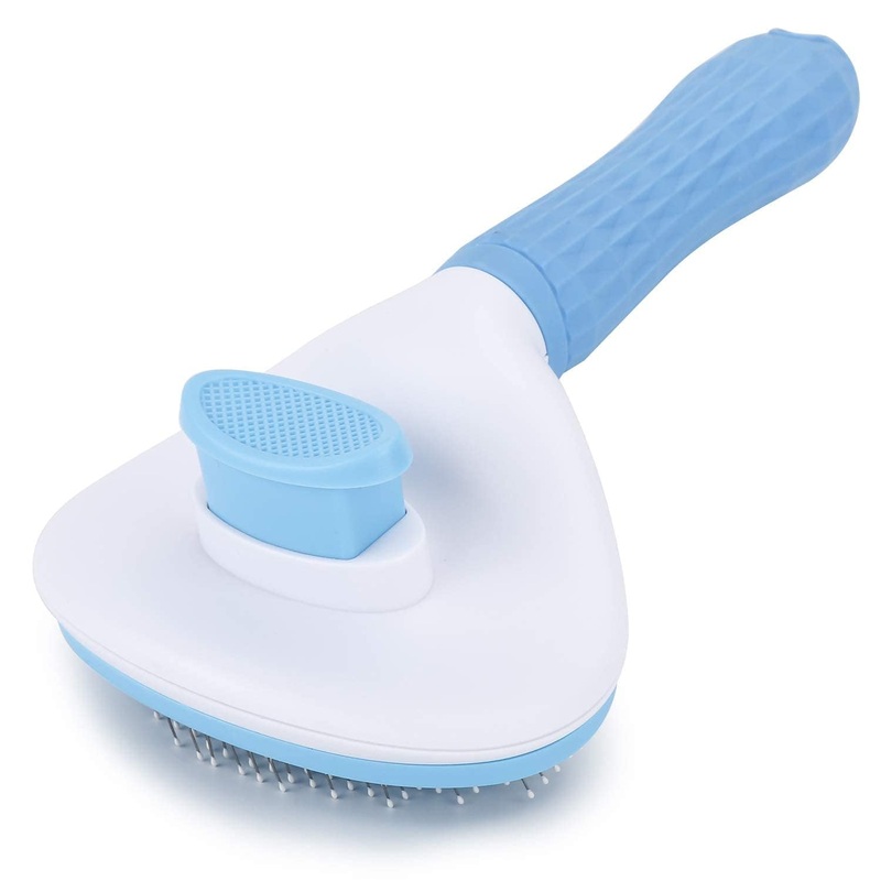 Trism Self-Cleaning Slicker Brush Comb – Best Pet Cat Dog Grooming Long Short Hair – Shedding Loose Undercoat Tangled Haired Removes Tool – Blue