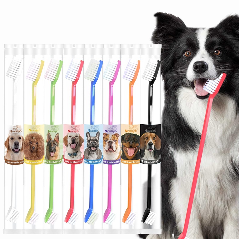 VibrantPet Toothbrush Set – 8-Pack with Dual-Head Design, Transparent Tube Packaging for Convenient Storage and Travel | Enhance Pet Dental Care Colorful