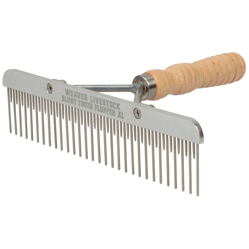 Weaver Leather Blunt Tooth Fluffer Comb XL with Wood Handle, 65260-221-xl