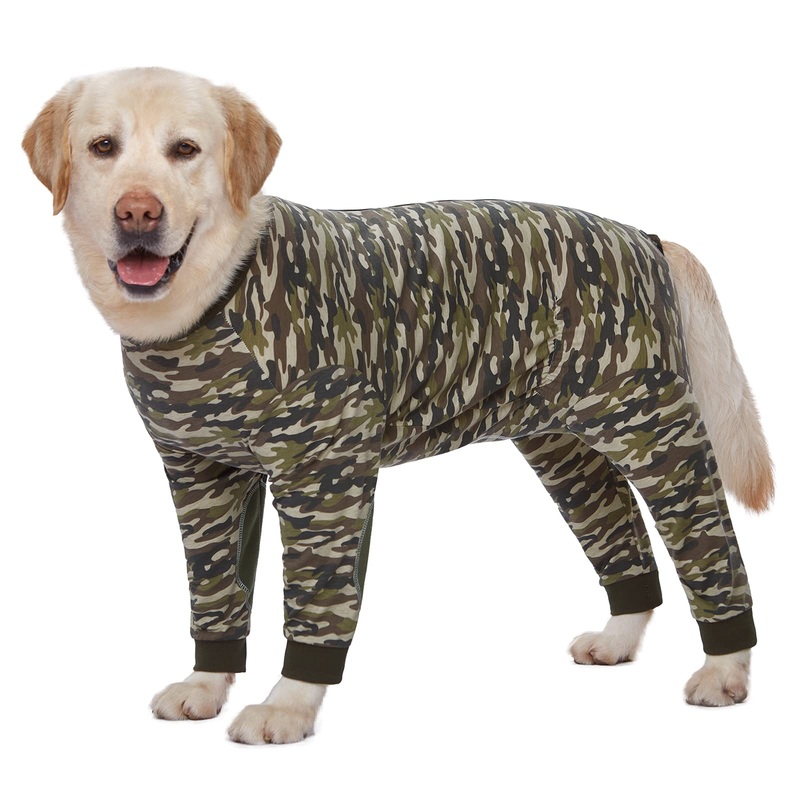 Yeapeeto Dog Onesie Surgery Recovery Suit for Large Medium Bodysuit Dogs Pajamas PJS Full Body for Shedding, Prevent Licking, Wound Protection, Cone Alternative (5XL, Camo) 5XL