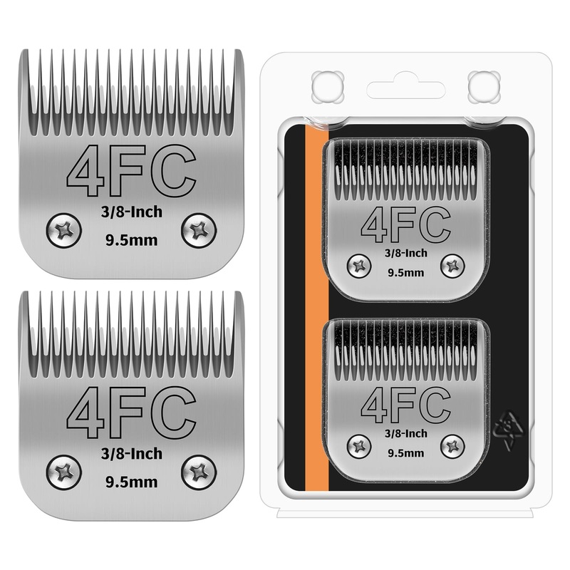 4FC Detachable Pet Clipper Replacement Blades Compatible with Andis/Oster A5/Wahl KM10 Series Dog Clipper,Made of Ceramic Blade & Stainless Steel Blade,Size 4FC Cut Length 3/8-Inch2 Pack 4FC-2