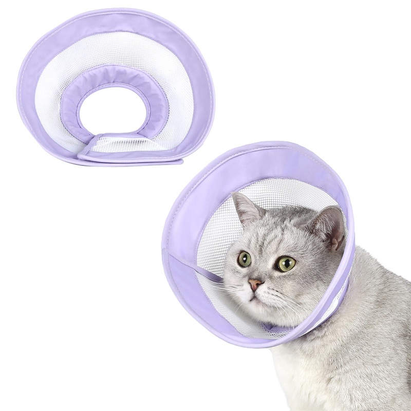 Avaner Cat Recovery Collars Lightweigt Pet After Surgery Protective Adjustable Cone Mesh Collars for Small Medium Large Cats Size 3 purple
