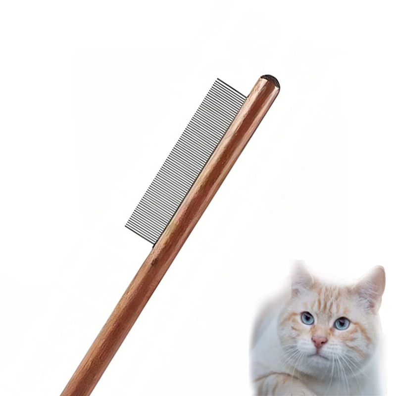 Dematting Comb for Dogs,Cat Flea Comb,CISHNOU Solid Wood Pet Comb Grooming Tool Dematting Comb for Cats,Dogs and rabbits (Dual teeth) (Dual teeth) Single tooth