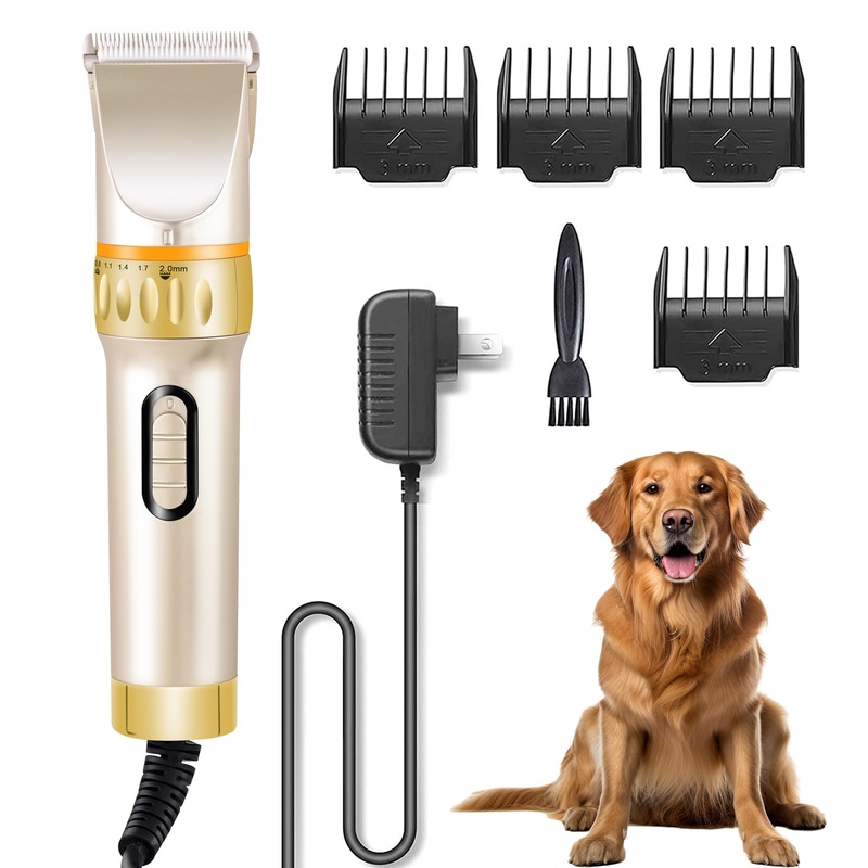 Dog Grooming Clippers,12V High Power,Electric Quiet,Plug-in Dog Hair Trimmer Set for Small & Large Dogs Cats Pets with Thick Coats