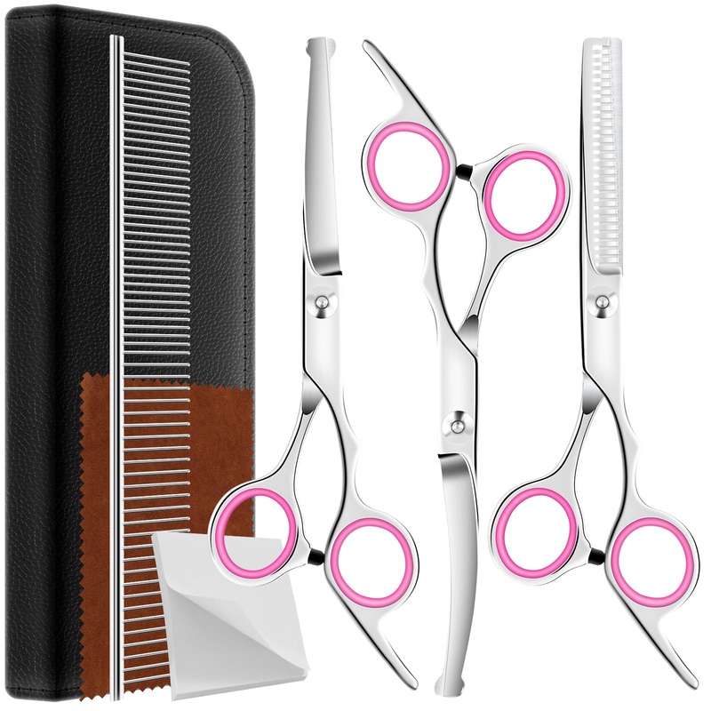 Dog Grooming Scissors Set – Dog Grooming Scissors with Safety Round Tip, 6 in 1 Heavy Duty Pet Grooming Scissor for Dogs, Cats and Other Animals