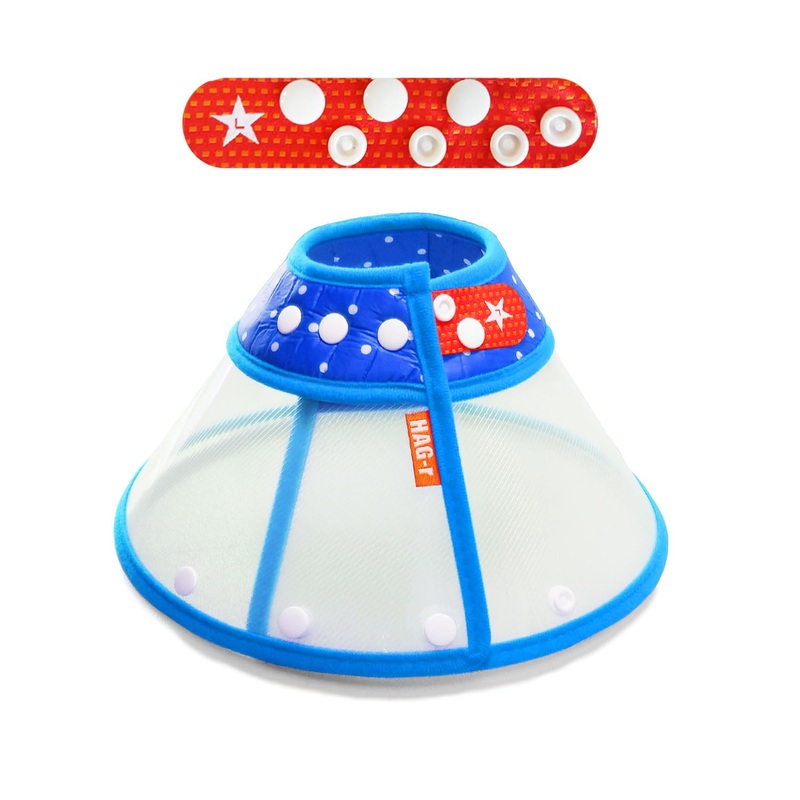 Loosen Pochi Small Dog Cone with Supporters, Soft Cat Cone Elizabethan Collar, Recovery Collar After Surgery, Half and Half(Loosen Pochi Set Blue, L) Loosen Pochi set Blue-L