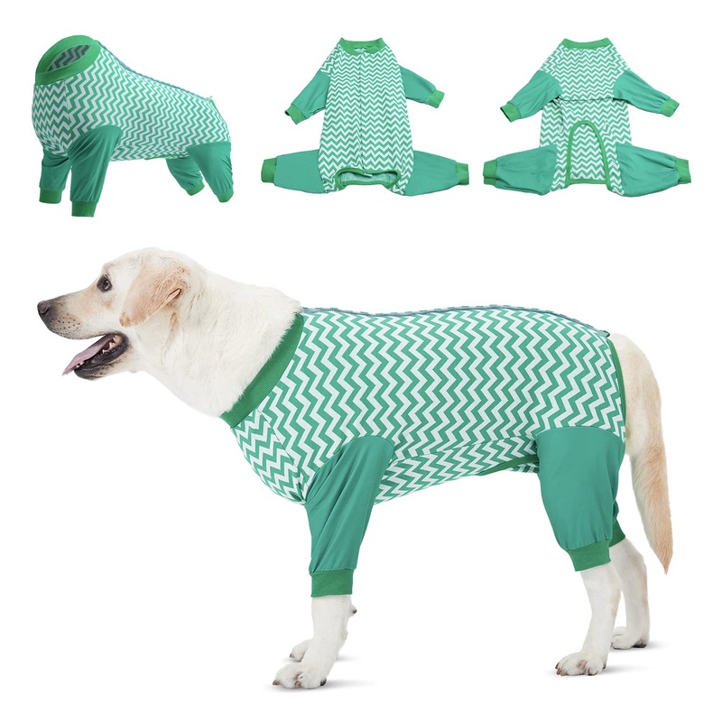 LovinPet Dog Recovery Suit for Large Medium Dogs – Wound Protective Surgical E-Collar Alternative Recovery Snugly Suit for Abdominal Wounds After Surgery Dog Onesies Cut-Out Design of Abdomen,XXL XXL Green collar/Green