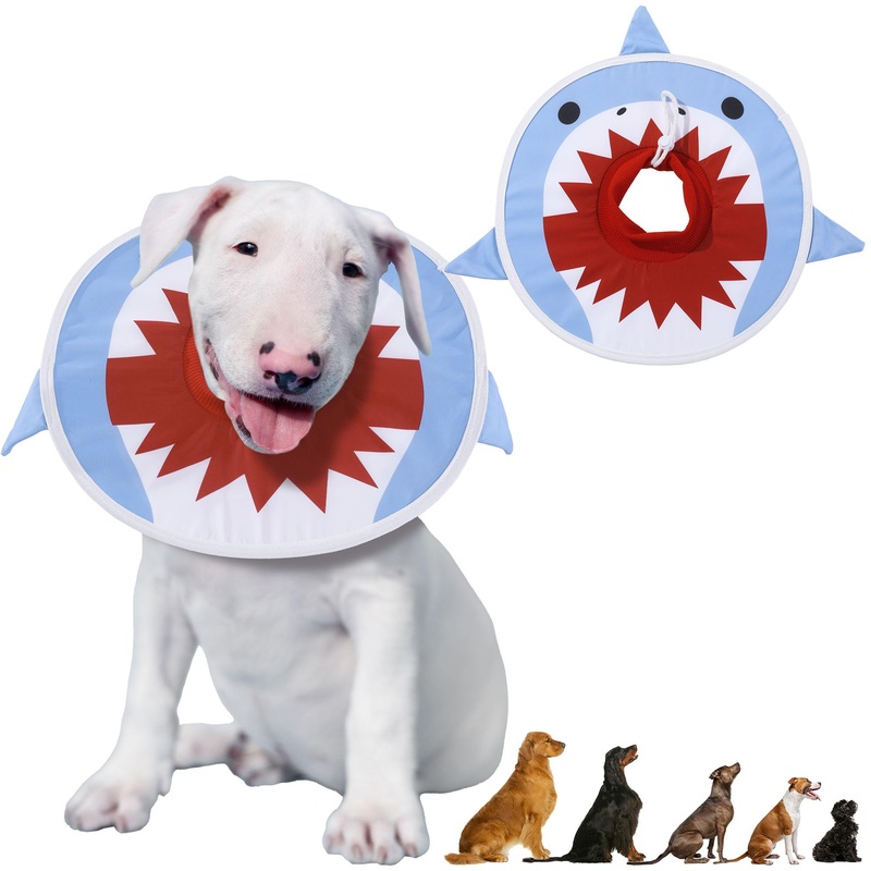 MABOZOO Waterproof Dog Cone, Blue Shark Dog Cat Pet Cone Collar Recovery Collar for Dogs and Cats After Surgery, Lightweight E-Collar Protective Collar to Stop Licking (XXL) XXL
