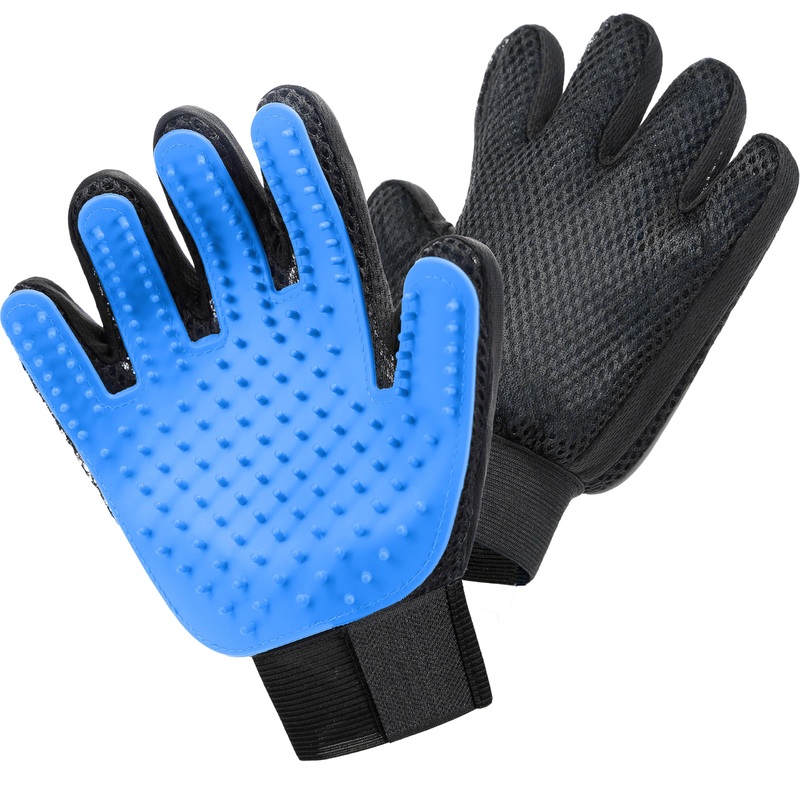 Maxpower Planet Pet Grooming Gloves for Dogs and Cats – Grooming Mitt for Dogs -Cat Gloves – Hair Removal Bruh – All Hair Types Blue