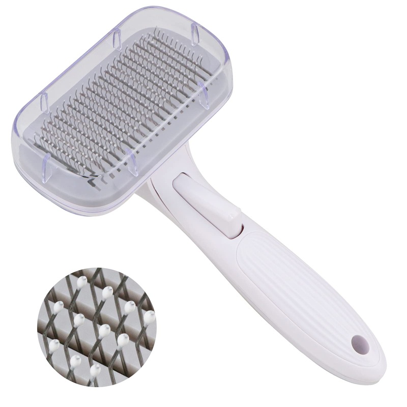 Pet Brush – Hair Grooming Comb for Dog and Cat, Self Cleaning Slicker Brushes with Massage Bristles, Shedding/Deshedding/Dematting Fur Removal Tool (Grey)