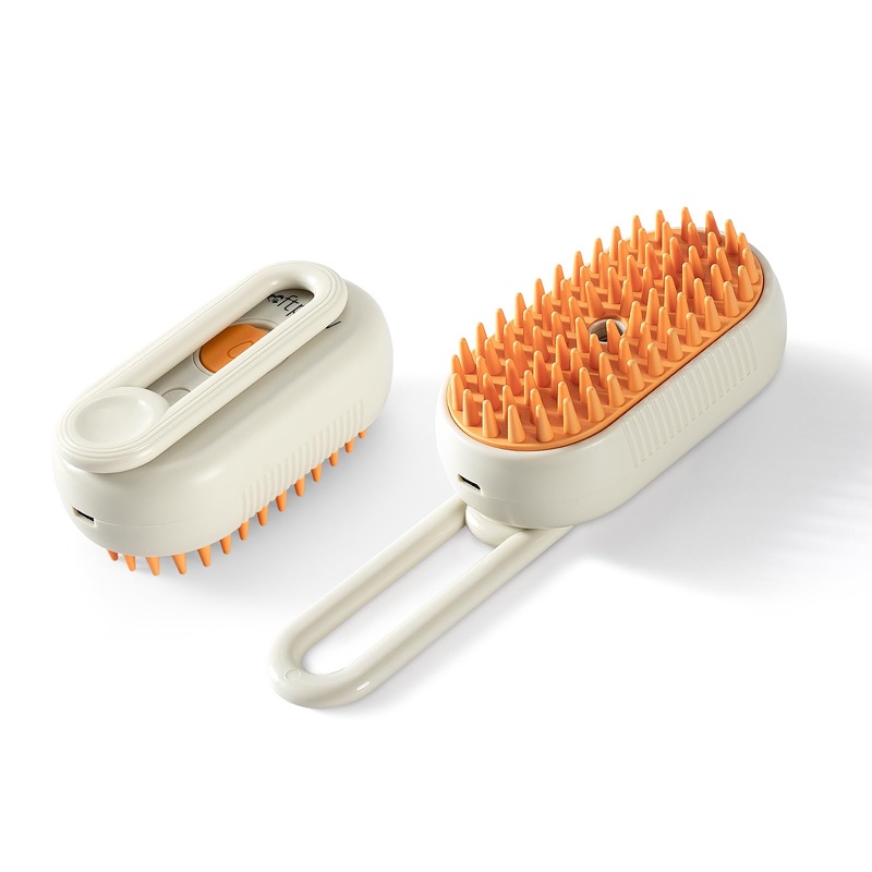 | Pet Steam Mist Brush | Grooming Spray Brush for Dogs, Cats, and More! | Brush for Massage | Hair Brush for Removing Tangled and Loose Hair (Orange) Orange