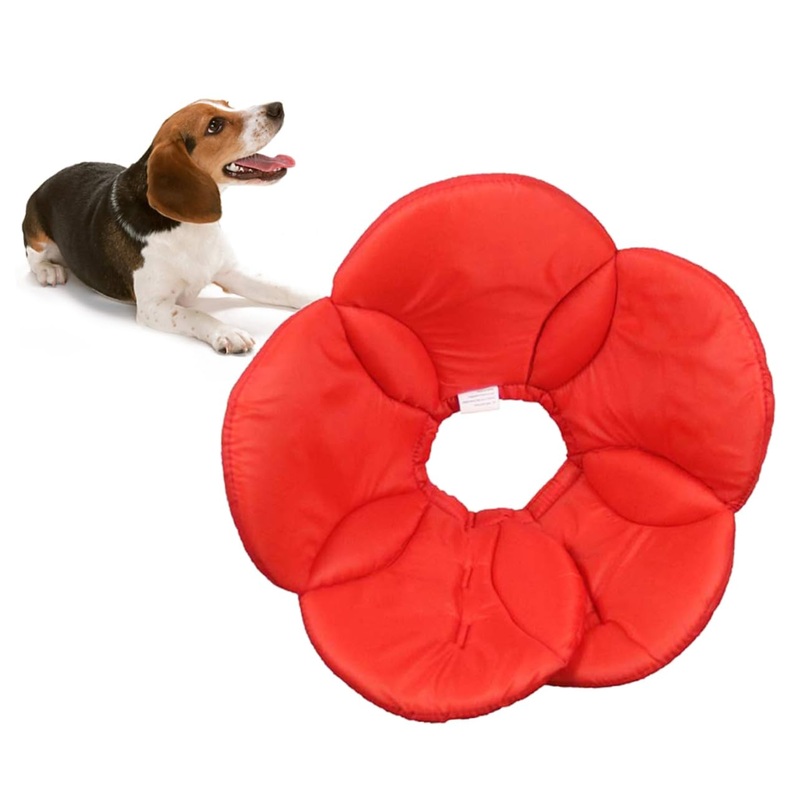 Protective Dog Collar Red Polyester Sponge Design for Dog Licking Prevention and Comfort