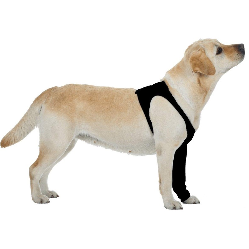 Suitical Recovery Sleeve for Dogs | Front Leg Protection After Surgery | Dog Leg Sleeve to Stop Licking | Machine Washable | Chest Circumference 25.2- 33.1 | Sleeve Length 13.8 | L | Single Sleeve Black