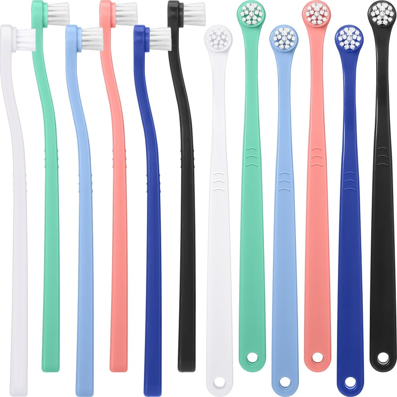 Yinder 12 Pcs Cat Toothbrush Small Dog Toothbrush Mini Head Soft Bristles Dog Tooth Brush Gentle Pet Toothbrush Long Handle Tooth Brush for Puppy Cats Large and Small Dog Dental Care (6 Colors) 6 Colors