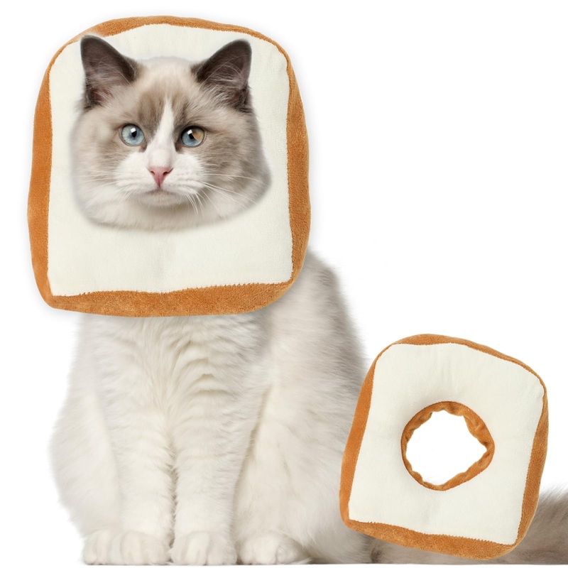 2 Pcs Adjustable Soft Cat Collar for Dog and Cat Recovery Cone Collar Cute Toast Shapes Cat Neck Cone After Surgery for Cat Kitten Puppy
