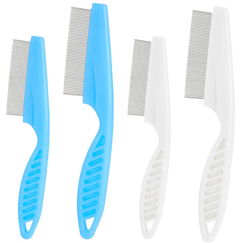 4pcs Dog Flea Comb Cat Flea Comb Flea Comb for Kittens,Tick Comb for Dogs,Fine Tooth Tear Stain Remover,Large and Small Grooming Comb for Pets, Fine Tooth Tear Stain Remover