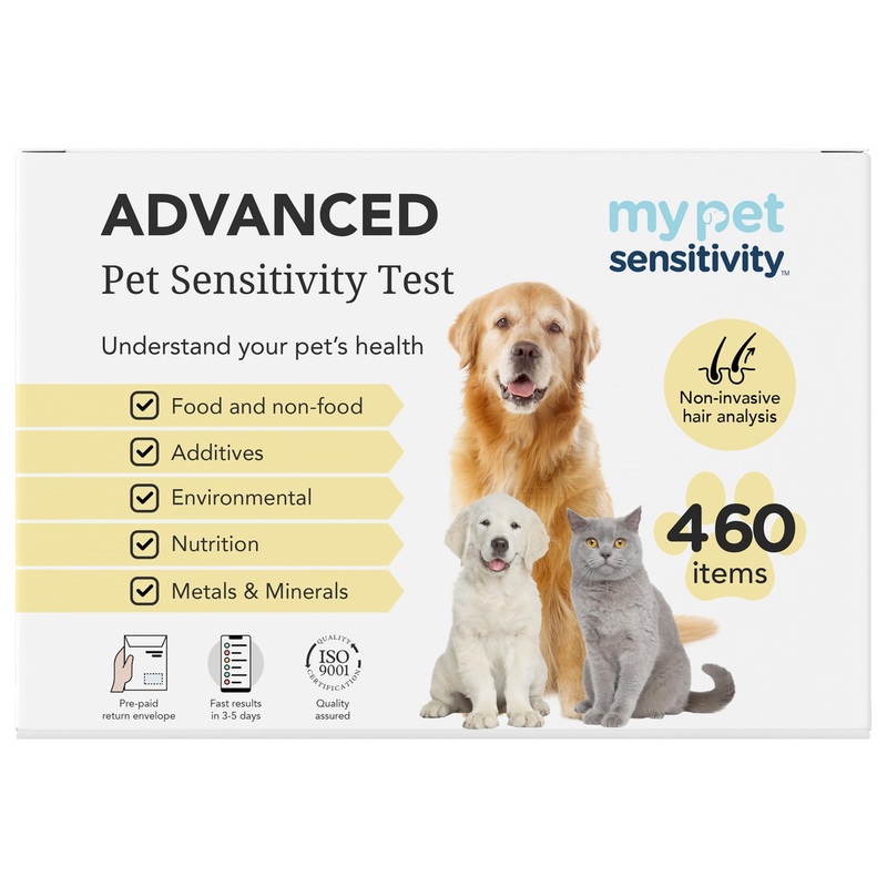 Advanced Test – at-Home Pet Test | 460 Items | Quick Results | Non-Invasive Hair Collection | Comprehensive Food, Environment, Nutrient & Mineral Analysis | All Breeds & Ages Advanced Sensitivity Test