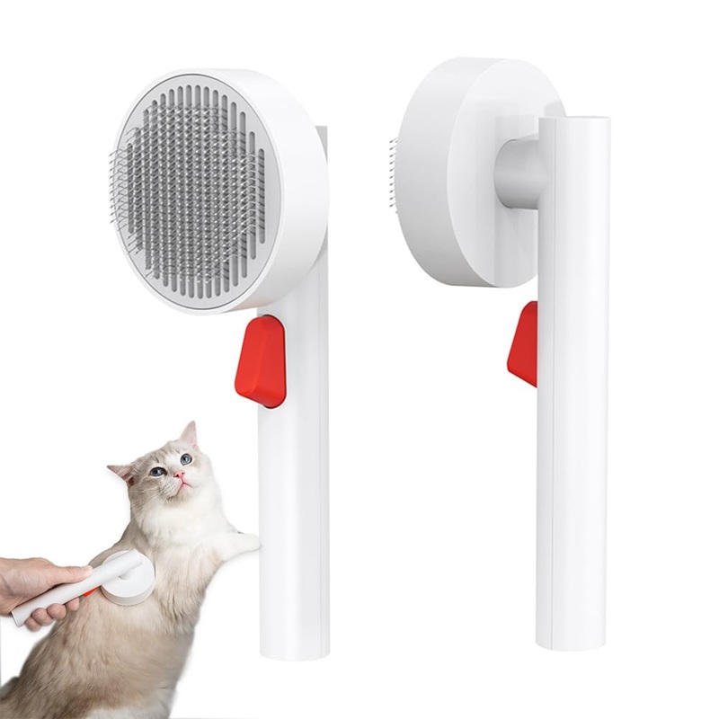 Cat Brush Dog Brush with Release Button,Brush for Shedding for Long Short Haired Cats Dogs,Cat Brushes for Indoor Cats Shedding,Pet Supplies Hair Remover Tool,Brush Grooming Kit (white) white