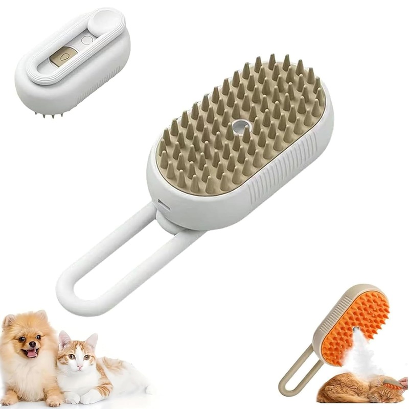 Cloud Care Cat Brush, Cloud Care Grooming Brush, Pet Steam Brush Cloud Care Pet Brush,3 in 1 Multifunctional Silicone Steam Brush for Dogs, Multifunctional Cat and Dog Steam Brush (White) White