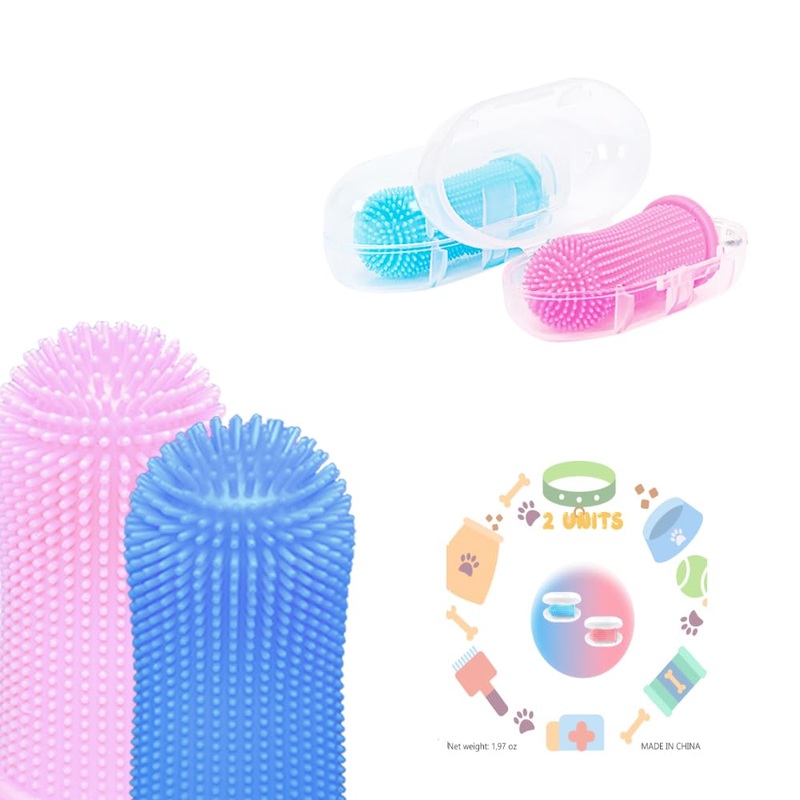 Cylindrical dog toothbrush for Dogsthe Easy to Use Dog Tooth Brushing Kit, With of Toothbrush for Dogs you will get the Hygiene, Takes Care of Teeth and Gums, Ideal for Pets of All Ages-2 Pack Blue, Pink 1 Count (Pack of 2)
