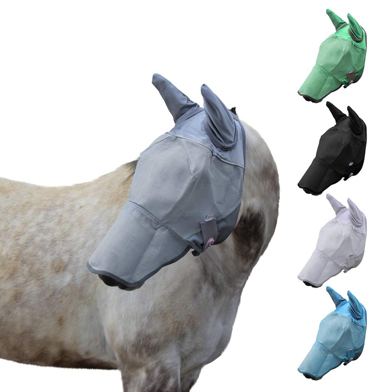 Derby Originals Reflective Fly Mask with One Year Warranty – with Ears and Nose Cover Large (Full/Average) Grey