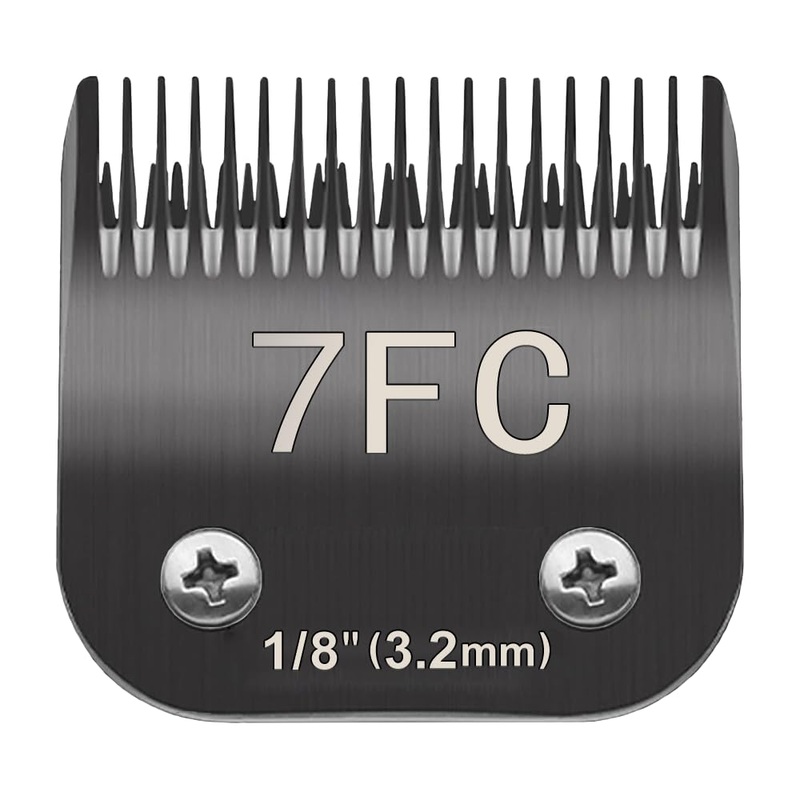 Docal 7FC Pet Dog Grooming Detachable Blades, Compatible with Andis Size-7FC Cut Length 1/8″(3.2mm), Most A5, KM Series Clippers,Made of Ceramic Blade (Black) 7FC 3.2mm