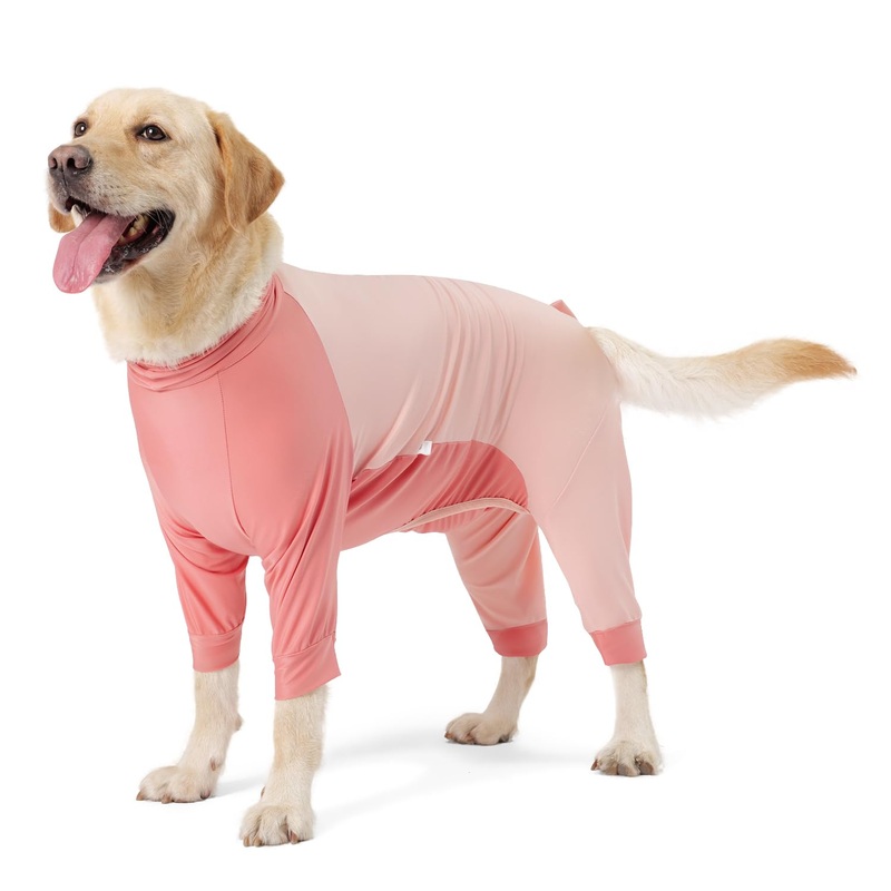 Dog Recovery Suit for Surgery Dog Onesie for Female and Male E-Collar Alternative Anti Shedding Pajamas Long Sleeve Claming Bodysuit Pink XL