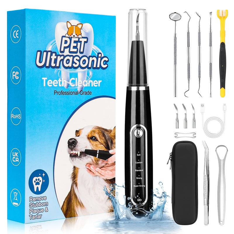 Dog Tooth Brushing Kit,Tartar Remover for Dogs,Dog Plaque and Tartar Remover, Dog Teeth Cleaning kit, Plaque Remover for Teeth, Five Modes + 4 Cleaning Head, Effective Care of Pet Teeth
