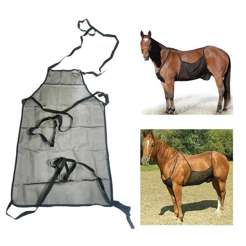 Horse Fly Sheet, Fly Sheet Belly Guard, Horse Ride Fly Sheet Stretch Mesh Rug, Horse Belly Guard for Riding Stable Setting, Mesh Belly Protector with Adjustable Straps As Picture Show