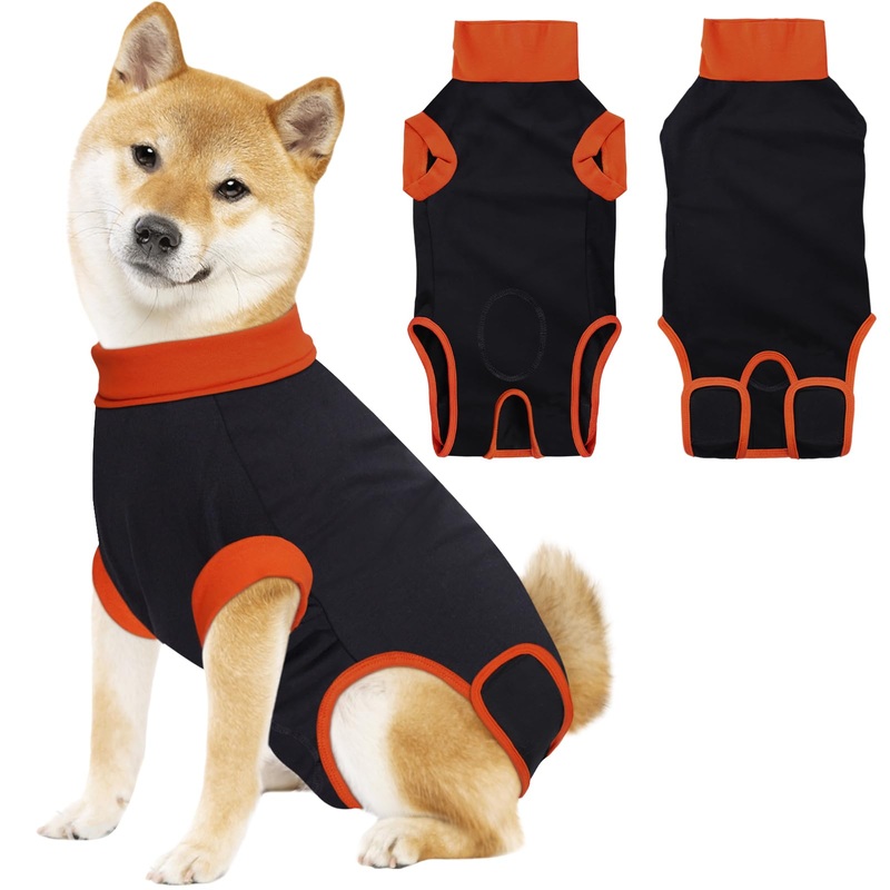 iBuddy Dog Surgical Recovery Suit, Professional Pet Recovery Shirt Dog Abdominal Wounds Bandages for Male FemaleAnti Licking Breathable Dog Shirt Medium Black
