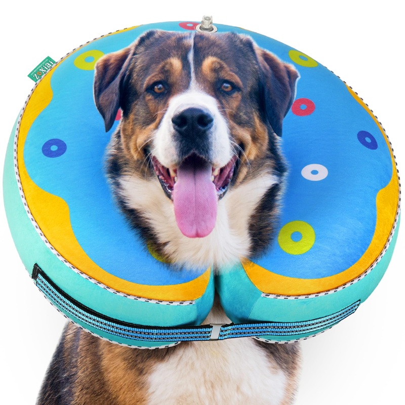 Inflatable Reflective Dog Cone Collar Alternative After Surgery,Dog Neck Donut,Recovery Soft Protective E Collar,Adjustable,for Small Medium and Large Dog Cats (Blue, XL) XL(Neck 18″-24″)