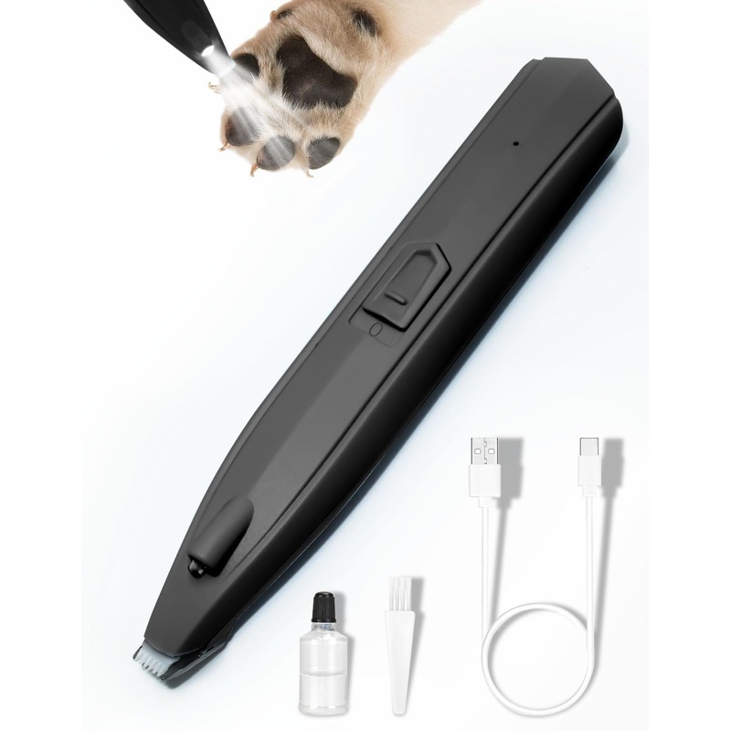 KIKETECH LED Dog Paw Trimmer – Low Noise, Cordless Dog Clippers for Grooming, USB Rechargeable Small Area Shaver for Dog Clippers Cats Hair Around Paws, Eyes, Ears, Face, Rump, GlossyBlack