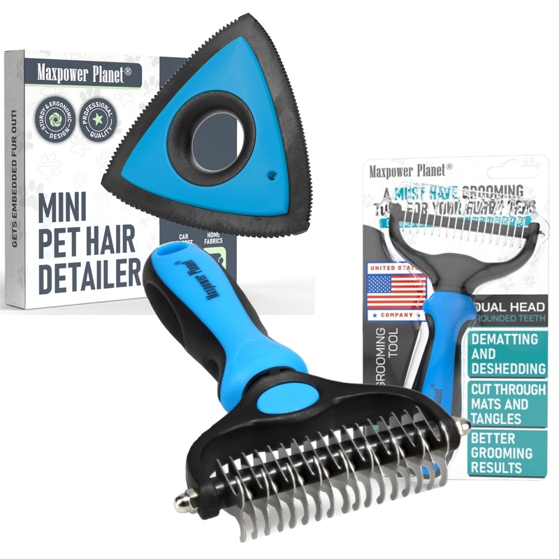 Maxpower Planet Dog Grooming Rake and Detailer – Dermatting Brush and Hair Remover for Pets
