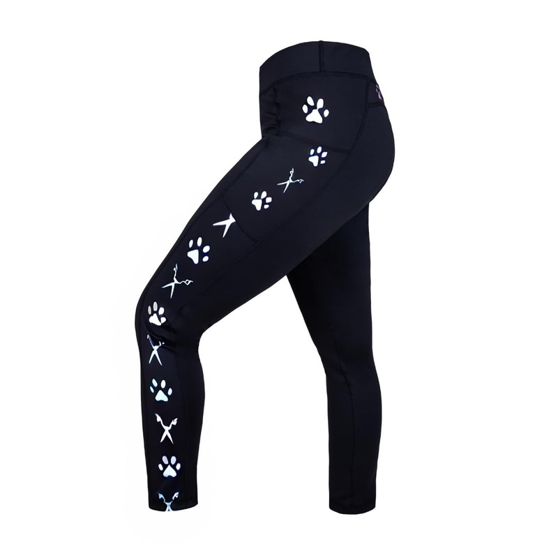 Paw Print Dog Grooming Leggings (Large) Black Large
