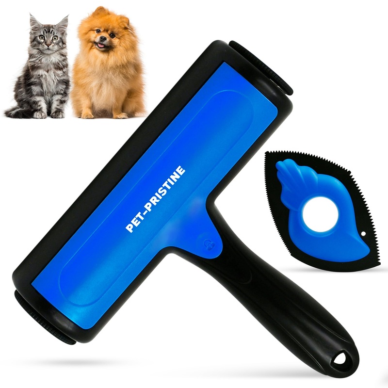 Pet-Pristine Pet Hair Remover Roller and Mini Detailer Combo Pack – Effortless Cats and Dogs Reusable Hair Removal for Couches, Beds, Carpets, Furniture