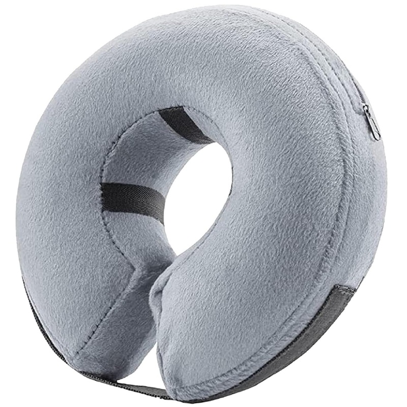 Protective Inflatable Collar for Dogs and Cats – Soft Pet Recovery Collar Does Not Block Vision E-Collar, Soft Protective Cone for Dogs After Surgery (Gray, [Neck:10″-14″] Medium) Gray