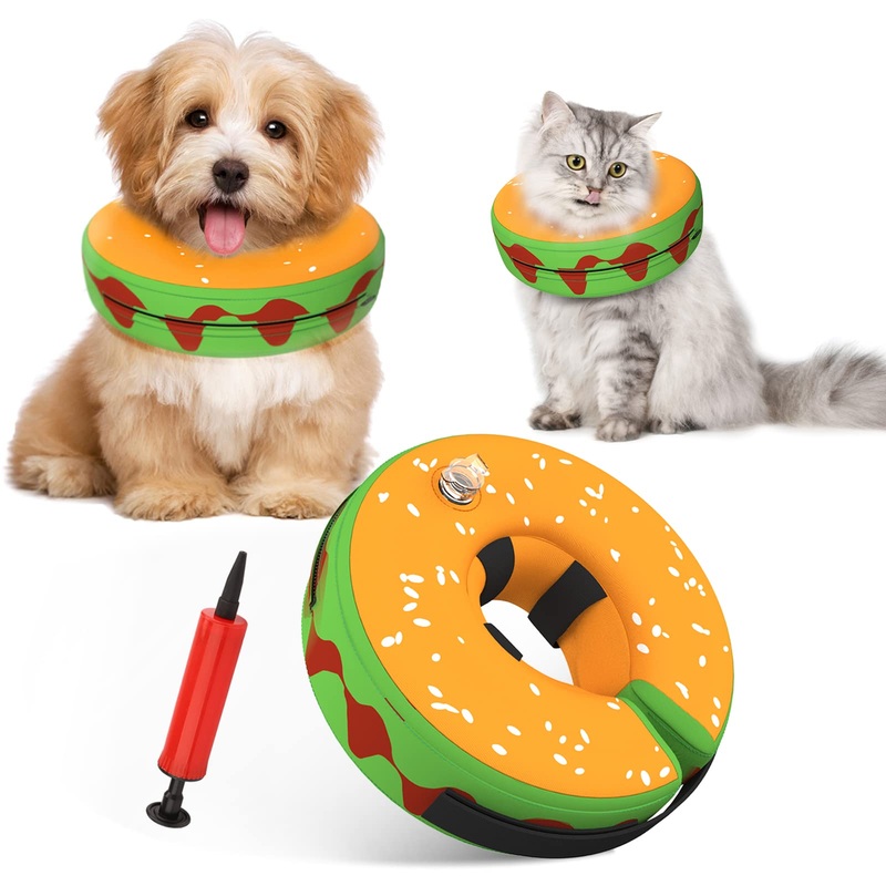 Protective Inflatable Dog Recovery Cone Collar for Smal Medium Large Dog, Soft E-Collar Dog Donut Cone Alternative After Surgery for Dogs Cats (Medium) M(Neck 9.8”-12.5”)