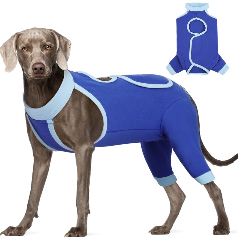 ROZKITCH Dog Surgery Recovery Sleeve Rear Legs, Male Female Pet Prevent Licking Wound Elbow Brace Protector, Dog Recovery Suit Cone Collar Alternative Pants Shirt for Wound Heal Wrap Blue 2XL 2XL(Chest: 35.4″ Back: 24″)
