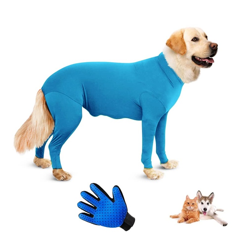 Surgical Recovery Suit for Dogs, Dog Anti-Licking Elastic Tights Bodysuit, Preventing Full Body for Shedding, Allergy, Wound Protection, E Collar Alternative (XXL, Blue) XXL