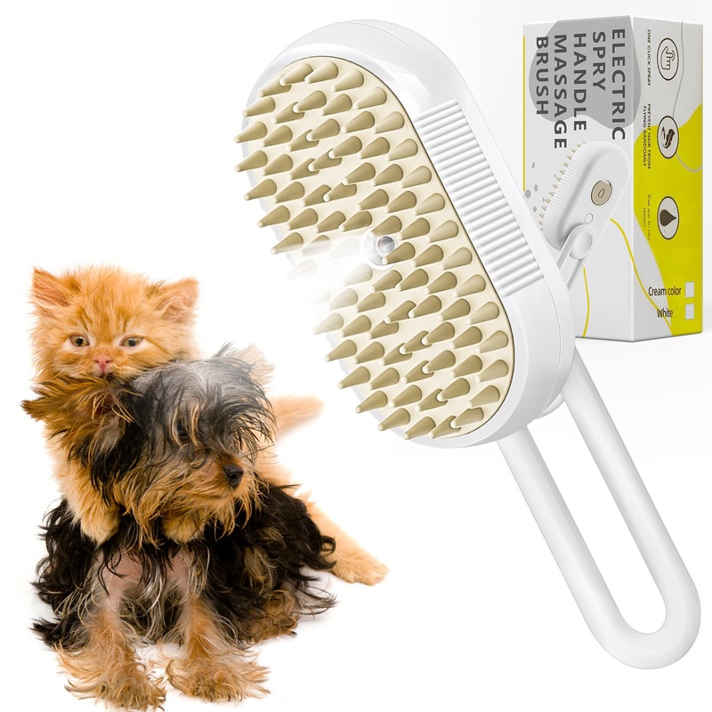 Upgraded Cat Mist Brush,3 in 1 Cat Comb for Massage,Self Cleaning Cat Brush with Water,Rechargeable Silicone Dog Steam Brush
