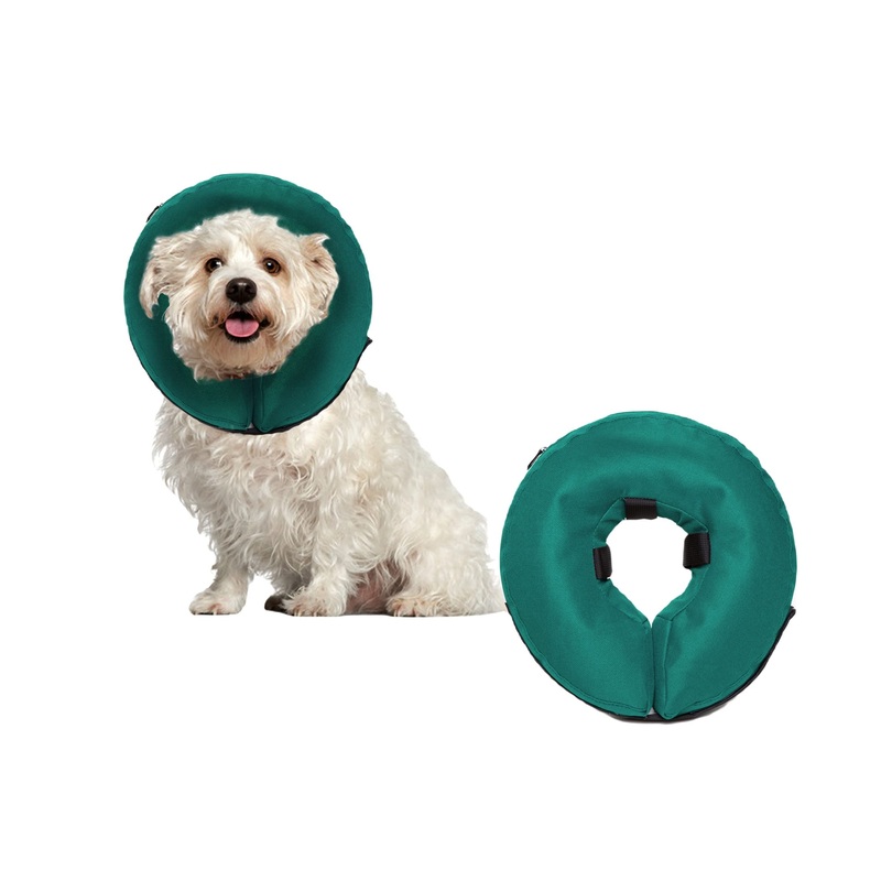 ZenPet Protective Inflatable Recovery Collar for Dogs and Cats (Teal) – Soft Pet Cone Does Not Block Vision E-Collar – Designed to Prevent Pets from Touching Stitches, Wounds and Rashes (Small) Small