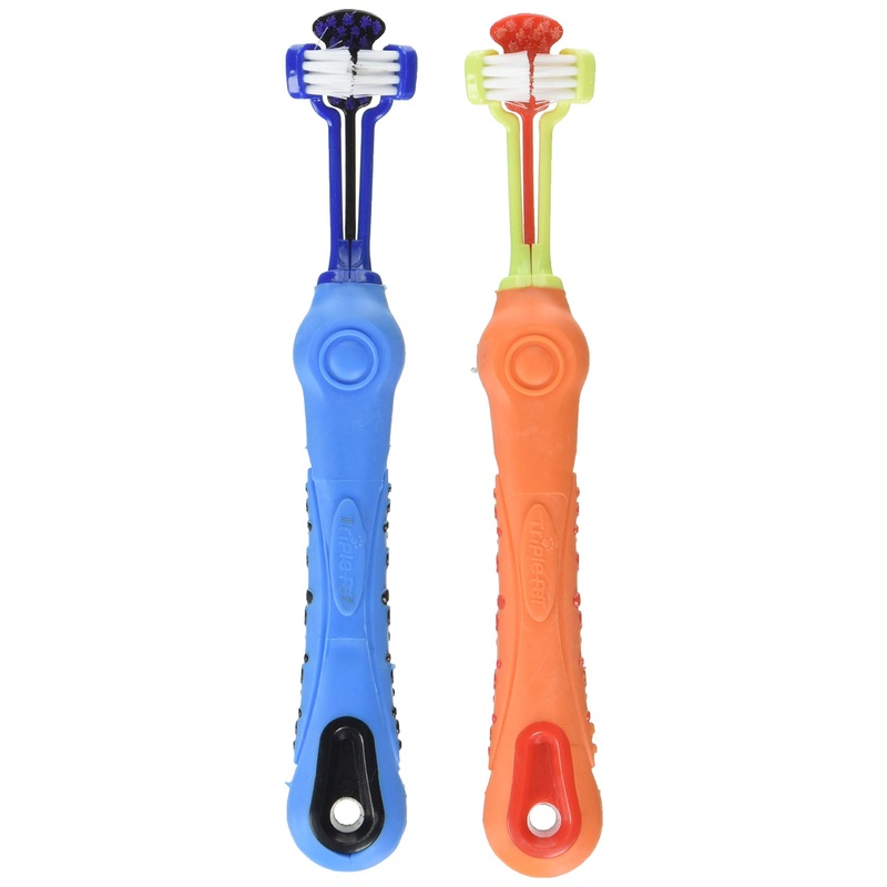 3-Sided Toothbrush For Brushing Dog’s Teeth, Assorted Colors | Best Dental Care For Dogs For Fresh Breath | Small Breed Dog Toothbrushes, 2 Pack
