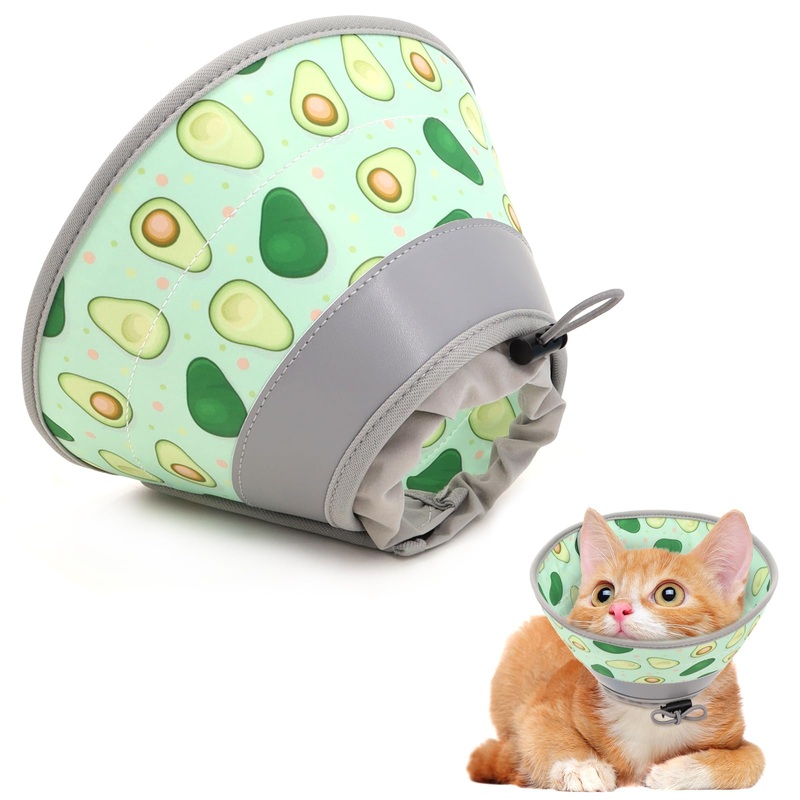 Cat Cone Collar Soft, Comfortable Cat Recovery Collar Pet Cone for Small Large Cats, Lightweight Elizabethan Collar for Cats Kittens After Surgery Prevent from Licking Wounds, Green, S S Neck Girth(5″-8″)