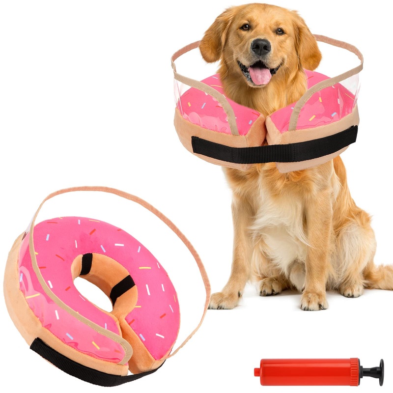 Dog Cone, Inflatable Dog Cone Collar for Large Medium Small Dogs, Soft Cone for Dogs Cats, Dog Donut Collar, Dog Cone Alternative After Surgery for Preventing Licking and Biting Wounds(L) L(Neck:12″-18″)