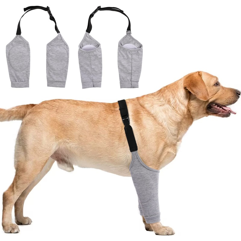 Dog Recovery Suit Front Legs, Dog Recovery Sleeve After Surgery with Elastic Band, Protective Elbow Protector for Medium Large Dogs, Dog Cone Alternative to Stop Licking Leg Wounds,Grey,L L(Sleeve Length:9.1″) A-Light Grey